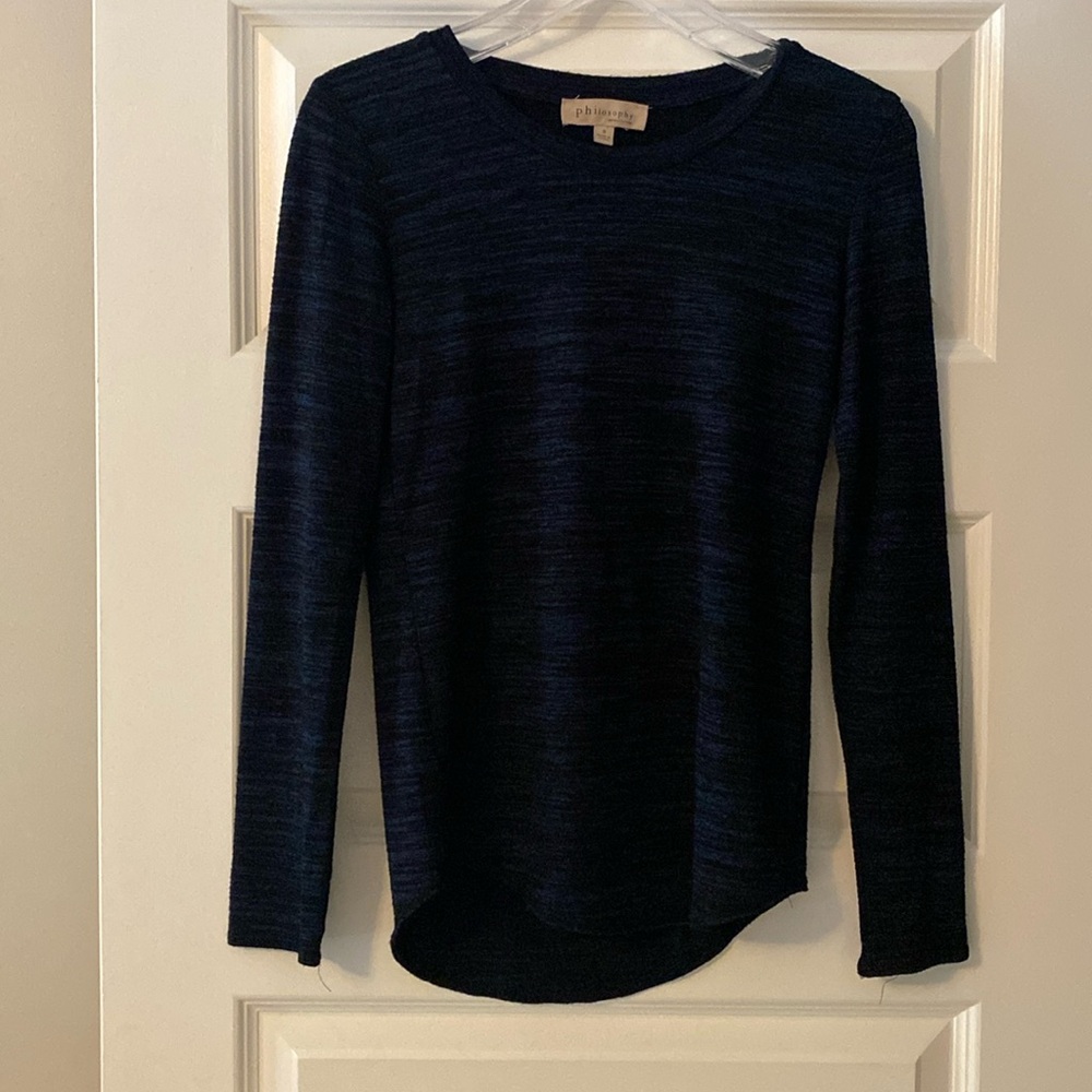 Philosophy black and blue striped long sleeve shirt size small
